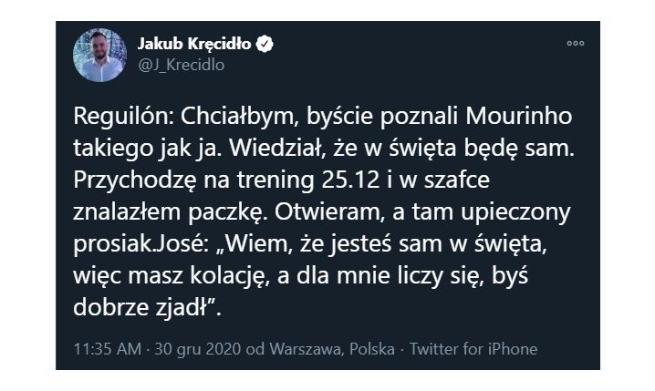 Taki prezent dostał Reguilón od Mourinho... :D